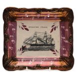 A Sunderland lustre pottery ship plaque 'Retribution Steamer': attributed to the Low Lights Pottery,