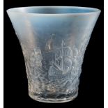 An Art Deco vaseline glass 'Armada' vase by Barolac, Czechoslovakia:,