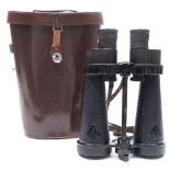 A pair of Admiralty issue Naval binoculars by Barr & Stroud, London:, black crackle finish tubes,