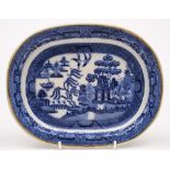 A late 19th century blue and white 'Willow' pattern side plate for the Allan Line:,