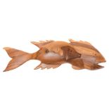 A Pitcairn Island carved wooden fish wall hanging:,