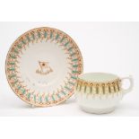 A Red Star Line chocolate cup and saucer of turquoise 'Wisteria' pattern by Stonier & Co Liverpool:,