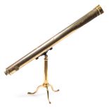 A late 19th century 3 inch brass refracting library telescope:, unsigned,