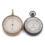 A gilt compensated pocket barometer by Wood, London, in fitted case ,