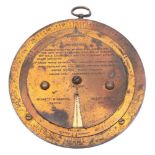 An early 20th century circular brass weather forecaster by Negretti & Zambra, London:,