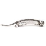 A George III silver bosun's whistle, maker IP, London 1805:,