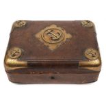 A 19th century Continental Naval leather and brass case:,