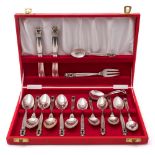 A collection of Georg Jensen Acorn pattern flatwares: includes six teaspoons, six coffee spoons,