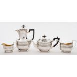 An Edward VII silver four-piece tea service, maker Thomas Bradbury & Sons, London,