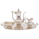 A sterling silver four- piece coffee set: monogrammed,