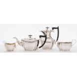 A George V silver four-piece tea service, maker Emile Viner, Sheffield,