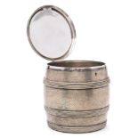 A large Victorian plated biscuit barrel: with engine turned decoration and beaded strapwork, 17cm.