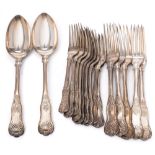 A matched silver Kings pattern part flatware service,