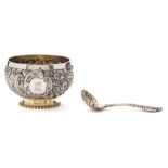 A Victorian silver sugar bowl and sifter spoon, maker W.C.J.L.