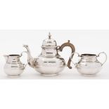 A George V silver three-piece tea service, maker Nayler Brothers, London,