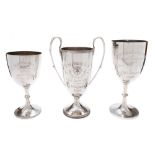 Three early 20th Century silver boxing trophies: won by C W Varndell [9st] at the Printing & Allied