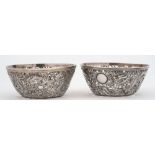 A pair of Chinese silver dishes, maker Hung Chong,