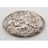 A George III silver tobacco box, maker IG probably James Graham, London, 1777: of oval outline,