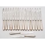 Eighteen Elizabeth II silver handled dinner knives, maker Roberts & Belk, Sheffield,