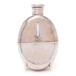 A Victorian silver and clear glass spirit flask, maker John Linegar, Birmingham, 1872: initialled,