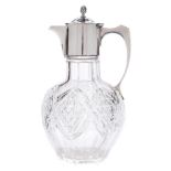 An Edward VII silver mounted cut glass claret jug, T.W. & S.