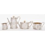 A Victorian silver four-piece tea service, maker Walter & Charles Sissons, London,