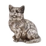 A Continental silver novelty pepperette in the form of a cat,