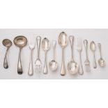 A matched Old English bead edge pattern part flatware service,