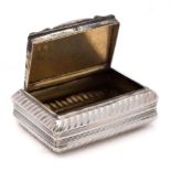 A Georgian silver rectangular snuff box, all marks worn: of rectangular outline,