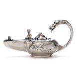 A Victorian silver oil lamp, maker John Figg, London, 1845: of neo-classical design,