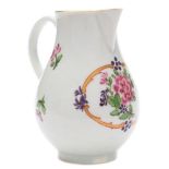 A First Period Worcester sparrow beak cream jug: of baluster form with grooved loop handle,