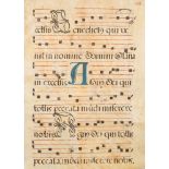 MANUSCRIPT CHOIR BOOK : four pages on two vellum sheets,