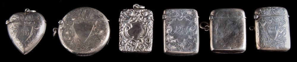 A Victorian silver vesta case, maker Joseph Gloster, Birmingham, 1897: initialled,