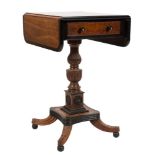 A Regency Indo-Colonial sandalwood and ebony drop flap work table:,
