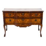 An early 19th Century Dutch mahogany and floral marquetry block front commode:,