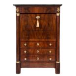 A 19th Century French mahogany and brass mounted Secretaire a Abbatant:,