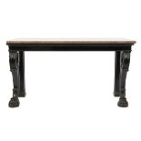 A Victorian carved ebonised rectangular console table:,