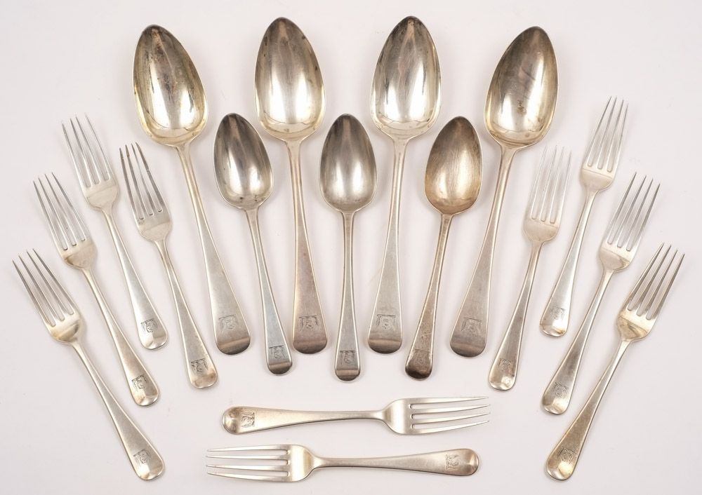 A set of ten George III silver Old English dessert forks, maker Thomas Dicks, London,