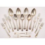 A set of ten George III silver Old English dessert forks, maker Thomas Dicks, London,