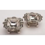 A pair of George III style silver salts,