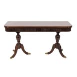 A rosewood rectangular side or tea table of large size in the Regency taste:,