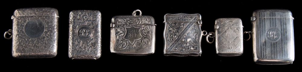 A Victorian silver vesta case, maker Henry Williamson Ltd, Birmingham, 1893: initialled,