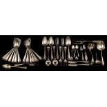 A collection of Dutch and continental silver and plated flatwares: including ten tablespoons,