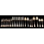 A collection of silver fiddle pattern and Old English pattern flatwares,