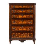 An early 19th Century Dutch mahogany and floral marquetry upright chest:, bordered with ebonised,