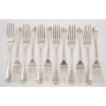A set of twelve Victorian Scottish silver dinner forks, maker William Hannay, Glasgow,