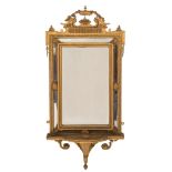 A pair of late 19th Century giltwood and gesso rectangular marginal wall mirrors:,