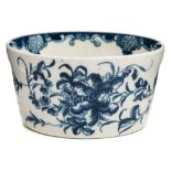 A First Period Worcester porcelain potted meat tub: of circular mildly tapering form with
