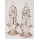 A pair of Elizabeth II silver sugar casters, marked LAO, London, 2017: in the George II style,