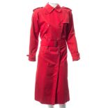 A lady's red trench coat by Burberrys, London, together with a green wool jacket by Valentino:,